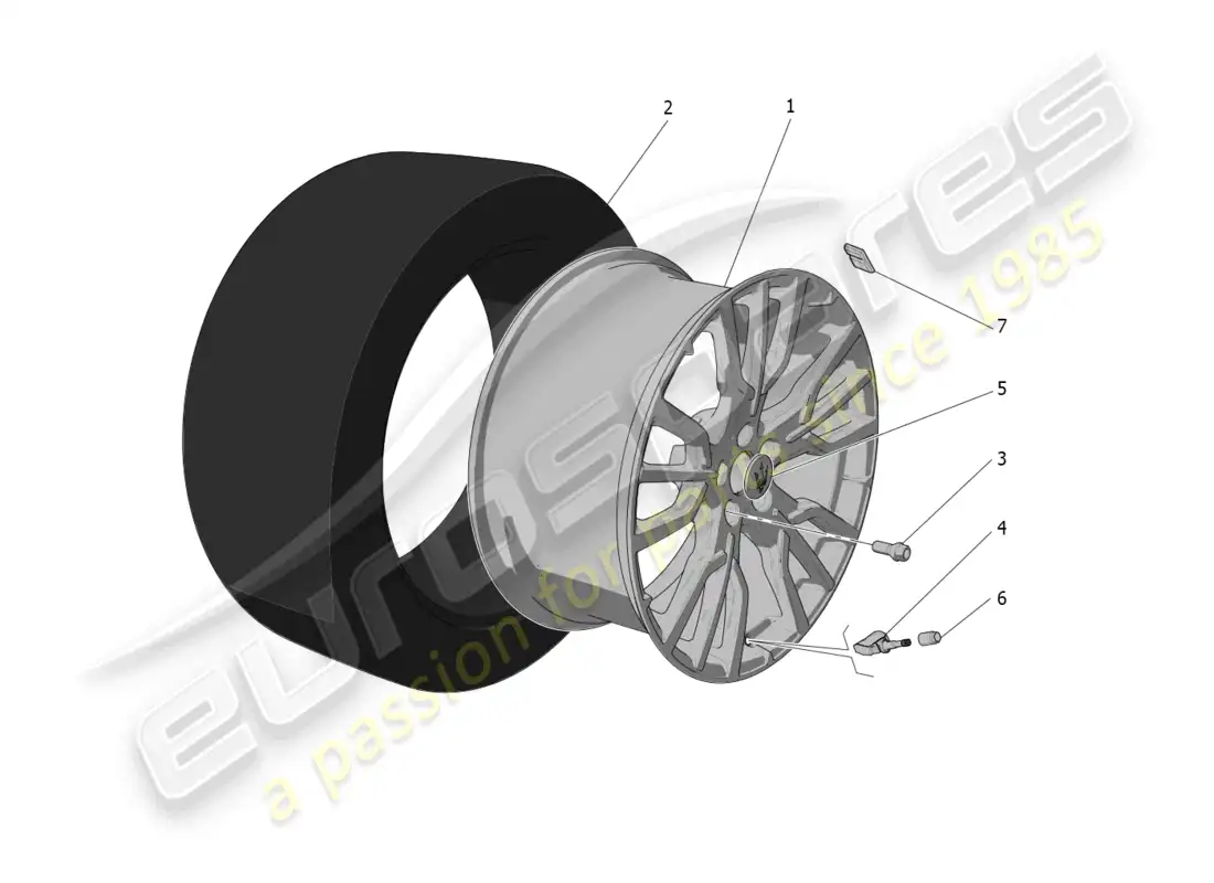 maserati grecale trofeo (2023) wheels and tyres parts diagram
