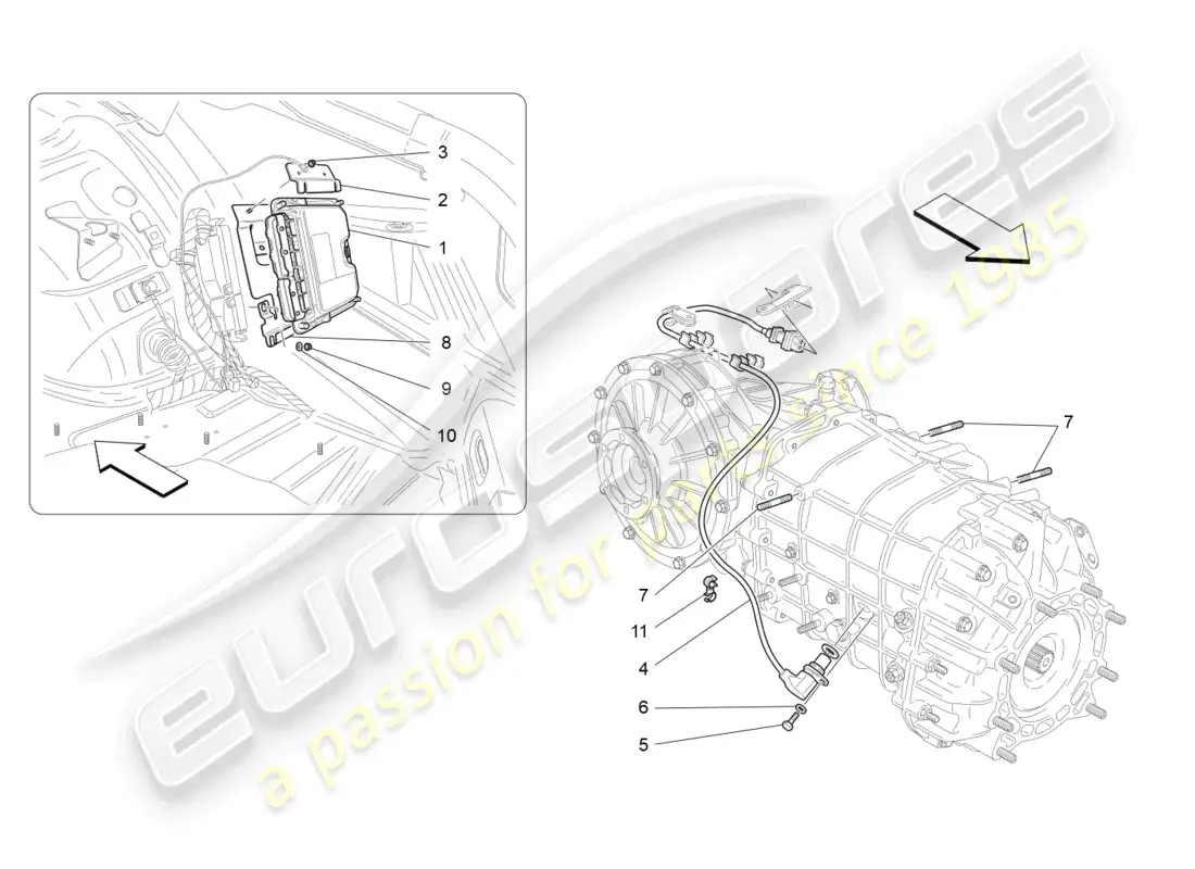 maserati granturismo mc stradale (2013) electronic control (gearbox) parts diagram