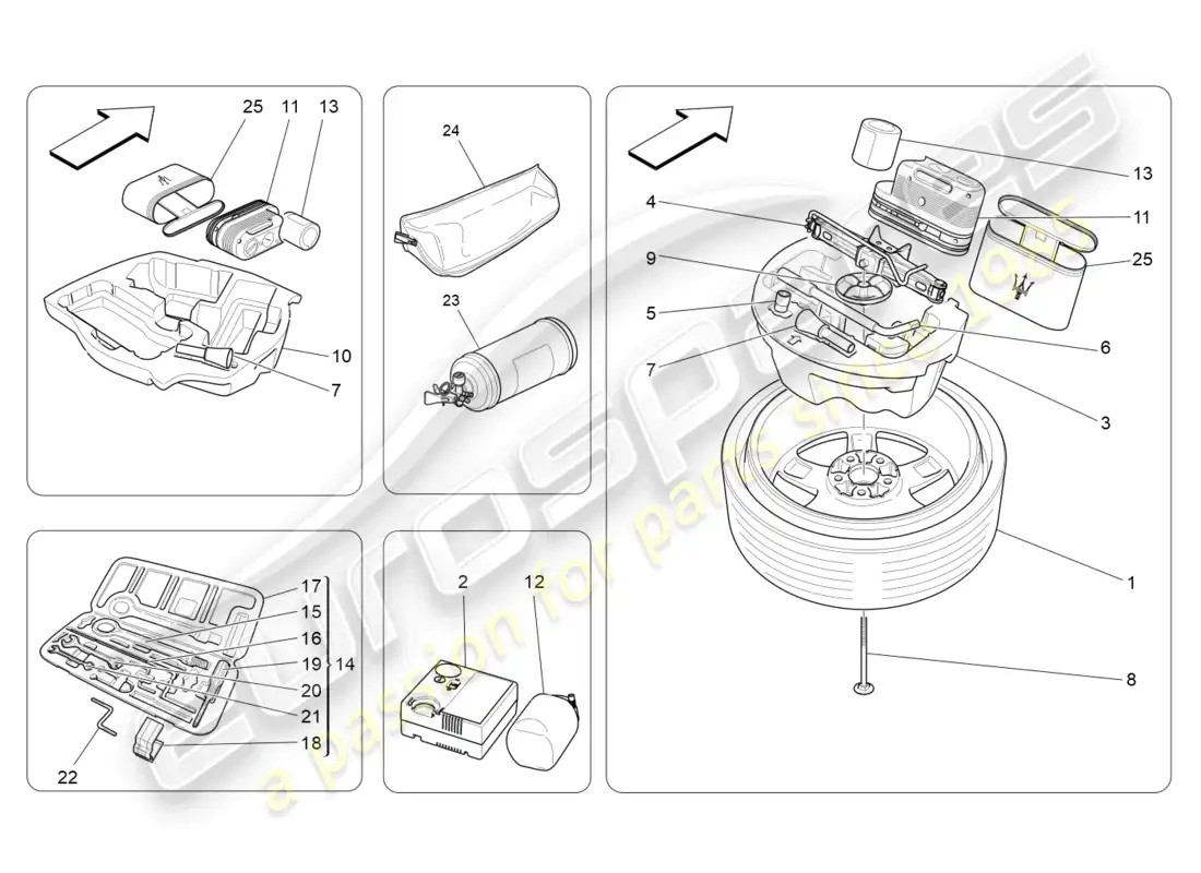 maserati ghibli (2015) standard provided parts diagram