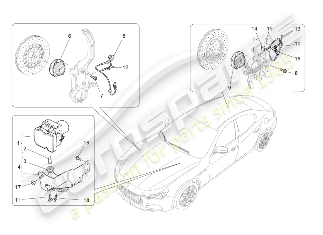 maserati ghibli (2015) braking control systems parts diagram