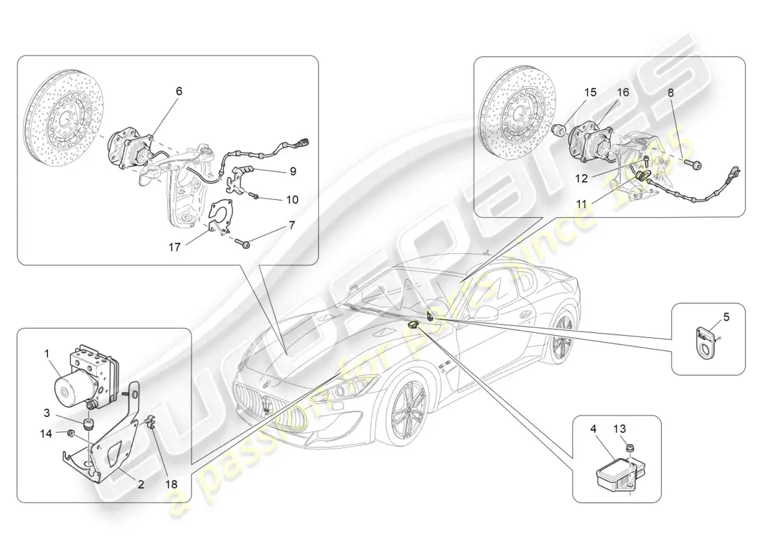 maserati granturismo mc stradale (2013) braking control systems parts diagram