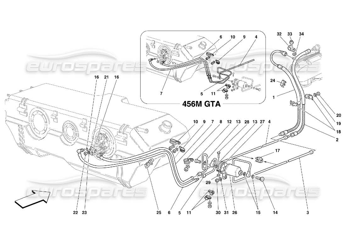 FERRARI 456 M GT/M GTA FUEL SUPPLY SYSTEM PART DIAGRAM ferrari 456 m gt/m gta fuel supply system part diagram