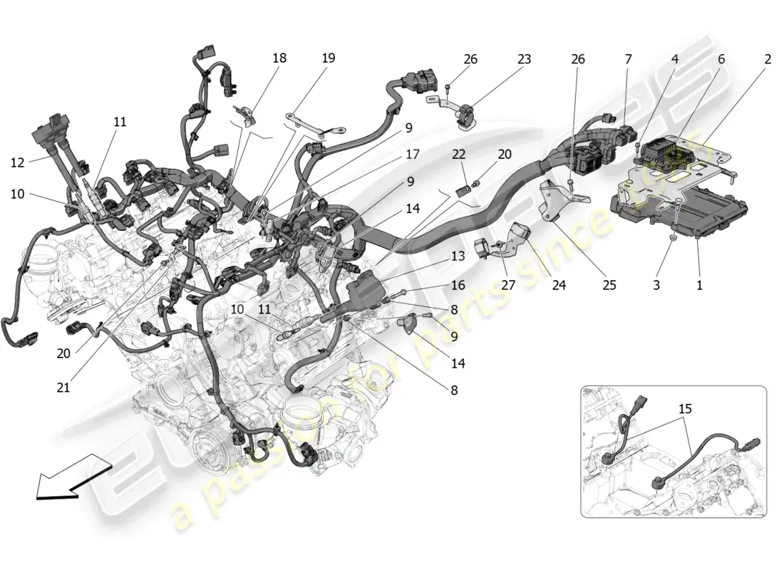 maserati mc20 cielo (2023) electronic control: injection and engine timing control parts diagram