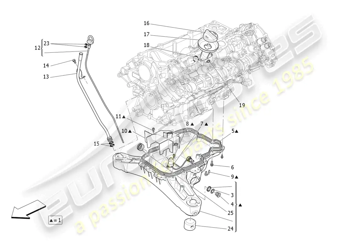 maserati levante modena s (2022) lubrication system: circuit and collection parts diagram