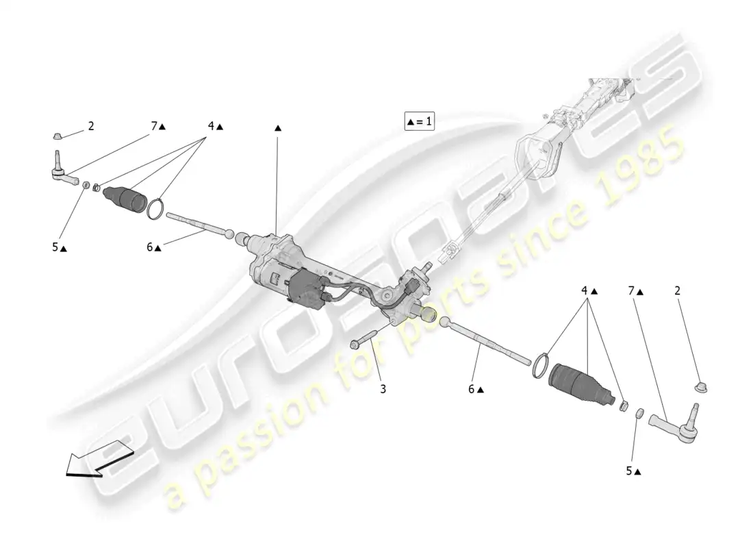 maserati grecale trofeo (2023) complete steering rack unit parts diagram
