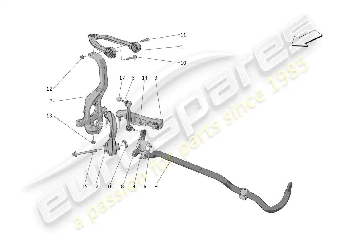 maserati grecale trofeo (2023) front suspension parts diagram