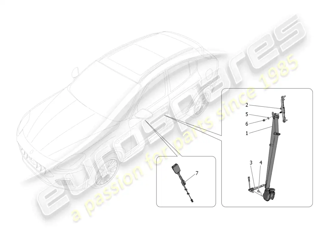 maserati grecale trofeo (2023) front seatbelts parts diagram