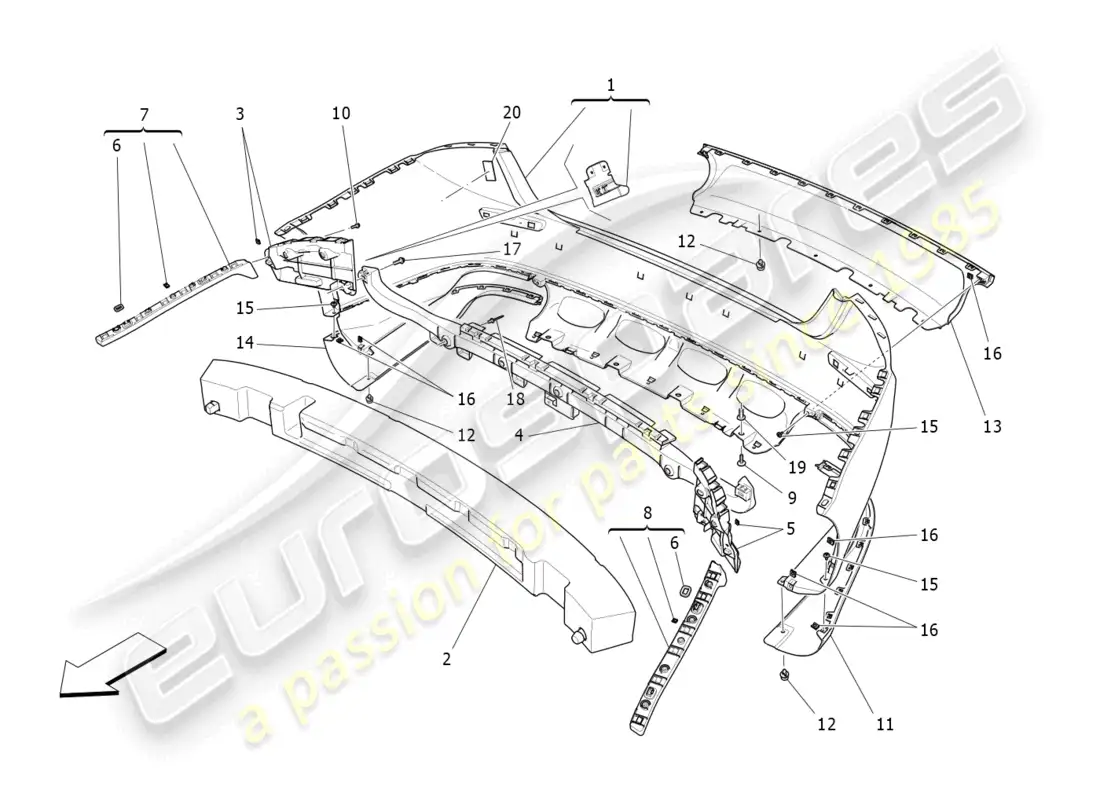 maserati ghibli (2017) rear bumper part diagram