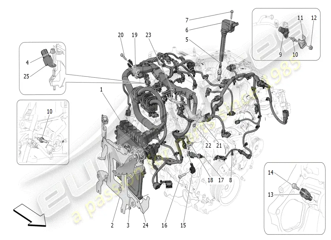 maserati grecale modena (2023) electronic control: injection and engine timing control parts diagram