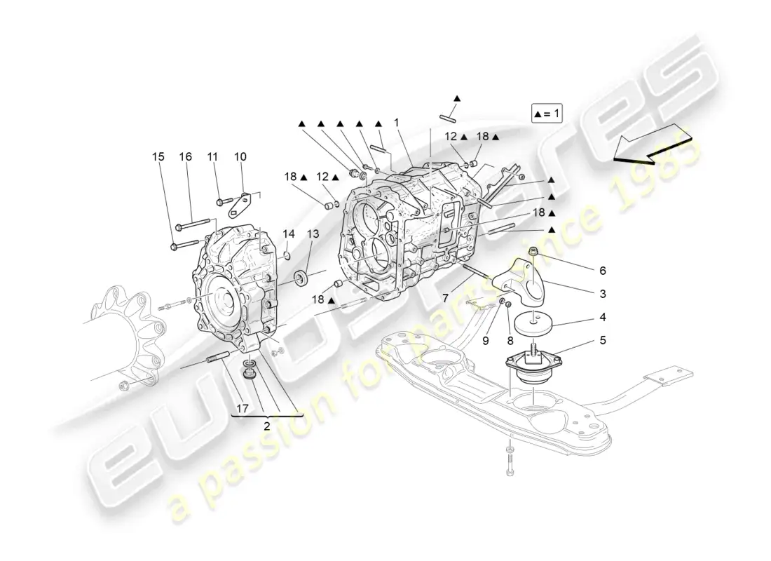 maserati granturismo mc stradale (2011) gearbox housings parts diagram