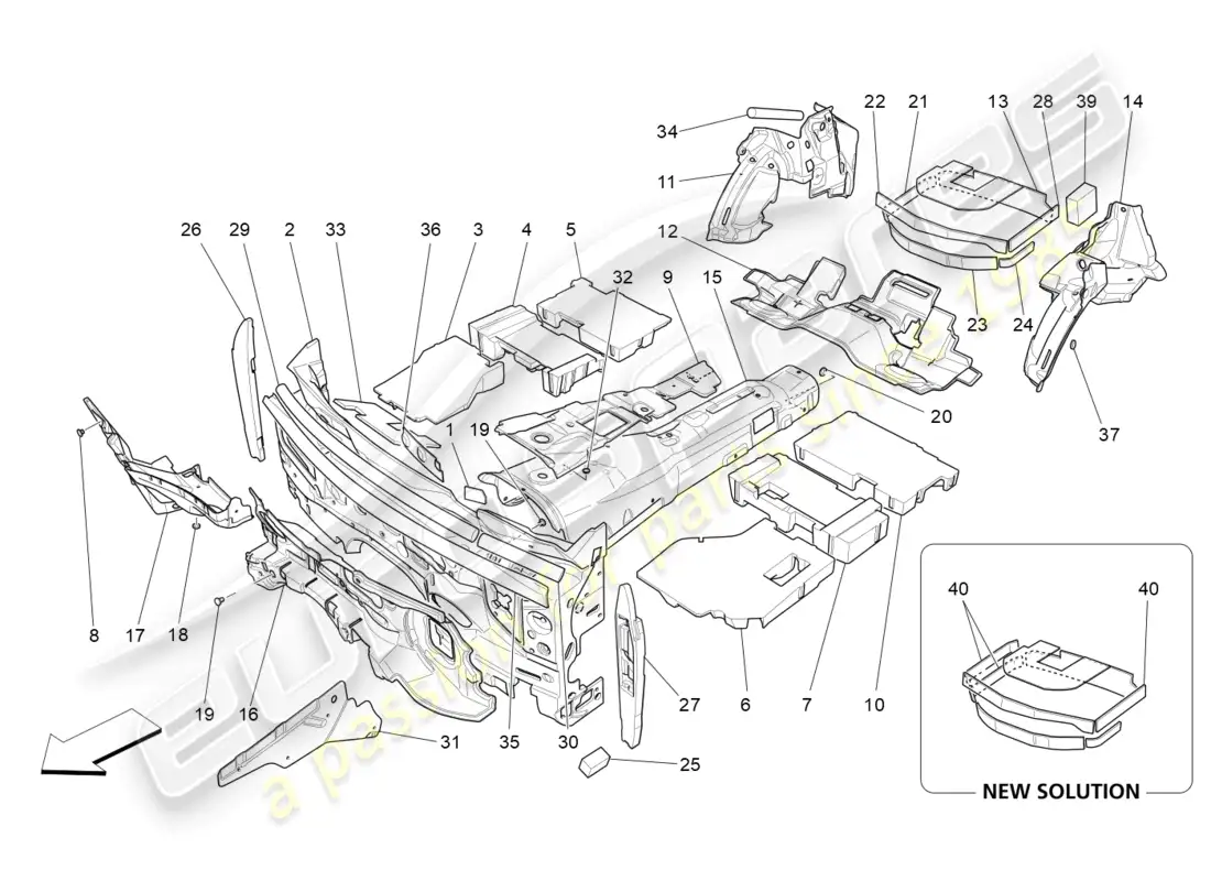 maserati levante modena (2022) sound-proofing panels inside the vehicle parts diagram