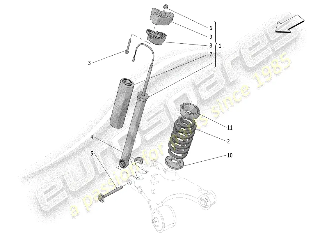 maserati grecale modena (2023) rear shock absorber devices parts diagram