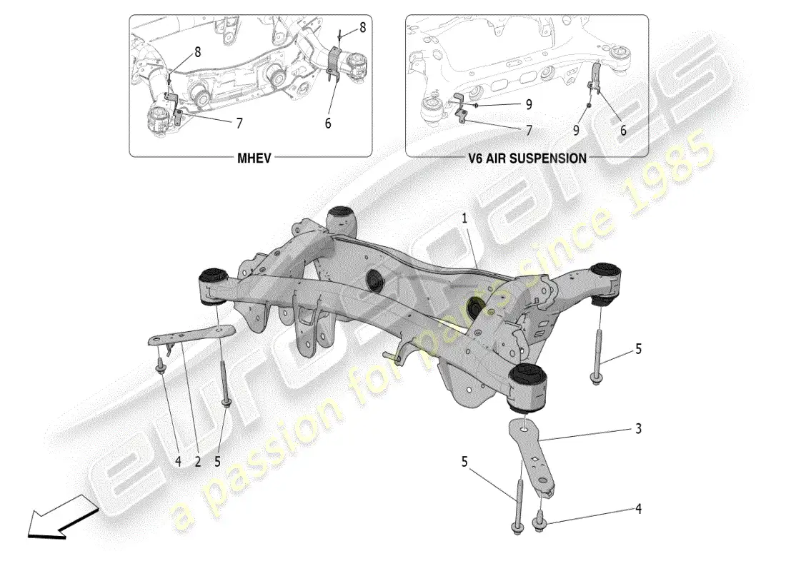 maserati grecale modena (2023) rear chassis parts diagram