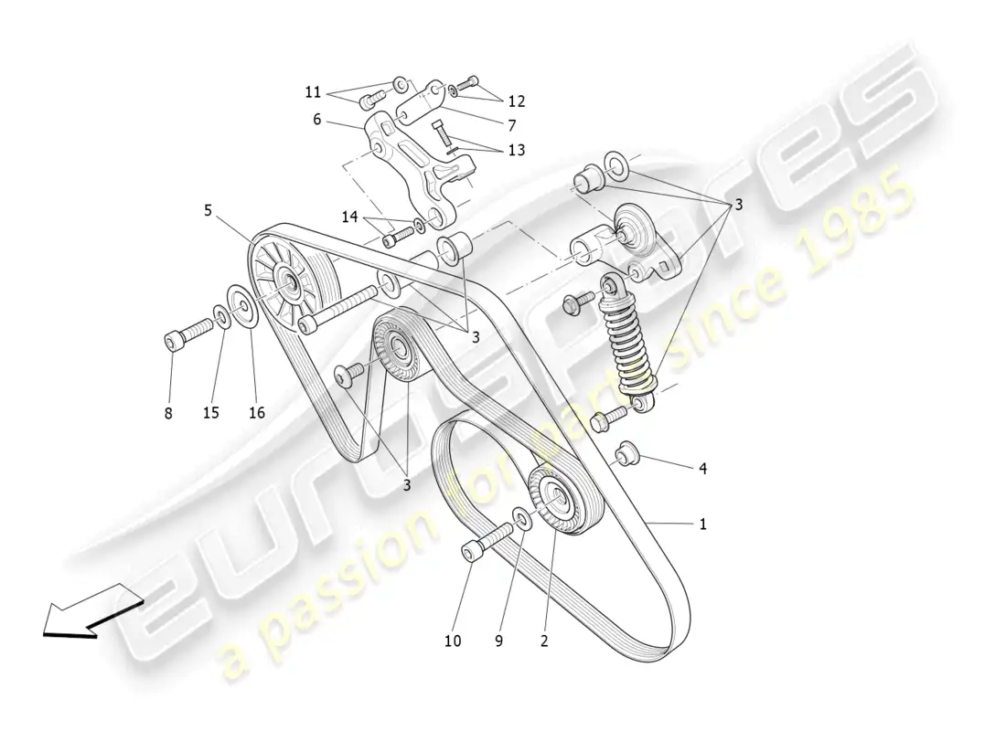 maserati levante modena s (2022) auxiliary device belts parts diagram