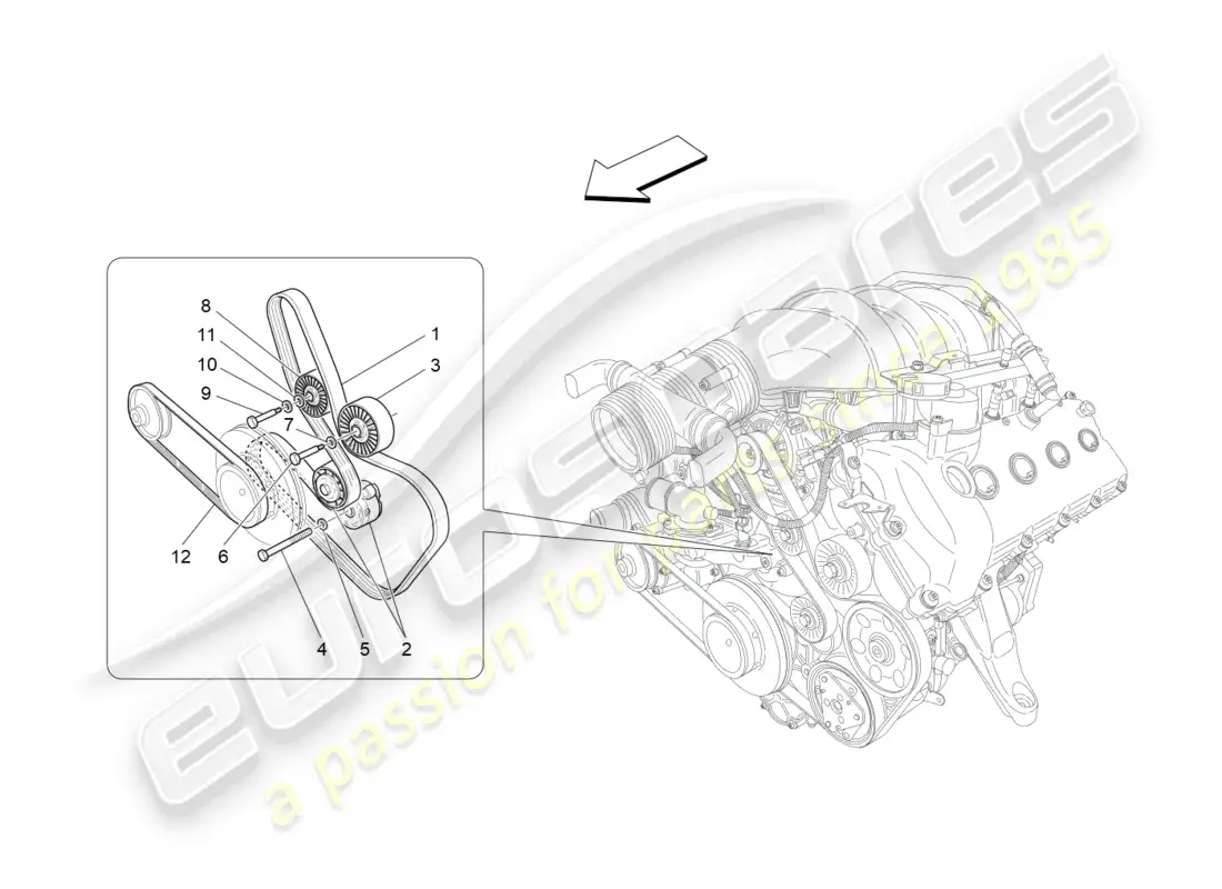 maserati grancabrio mc (2013) auxiliary device belts parts diagram