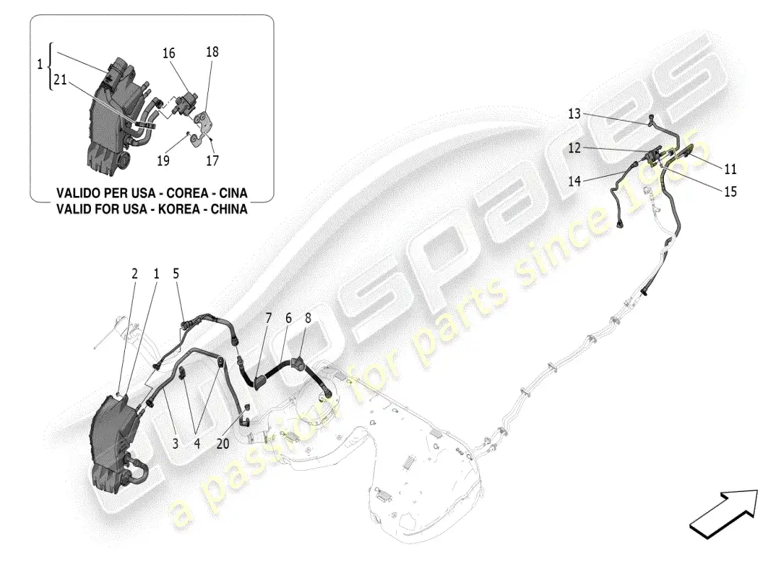 maserati grecale modena (2023) fuel vapour recirculation system parts diagram