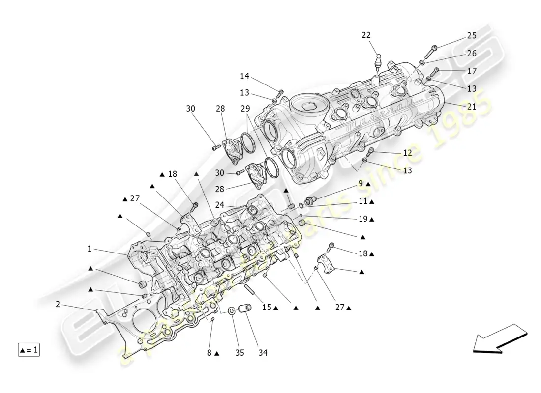 maserati levante tributo (2021) lh cylinder head parts diagram