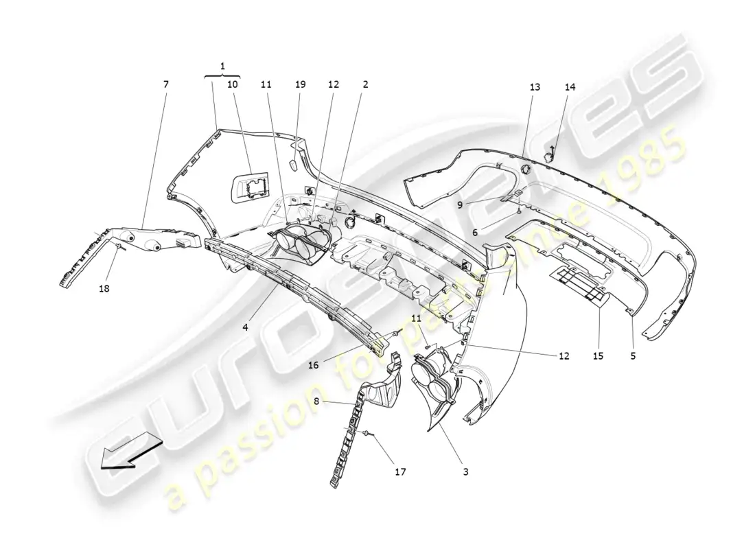 maserati levante (2020) rear bumper parts diagram