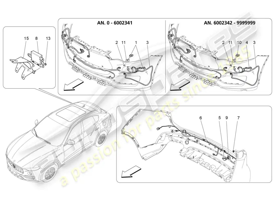 maserati levante (2020) parking sensors parts diagram