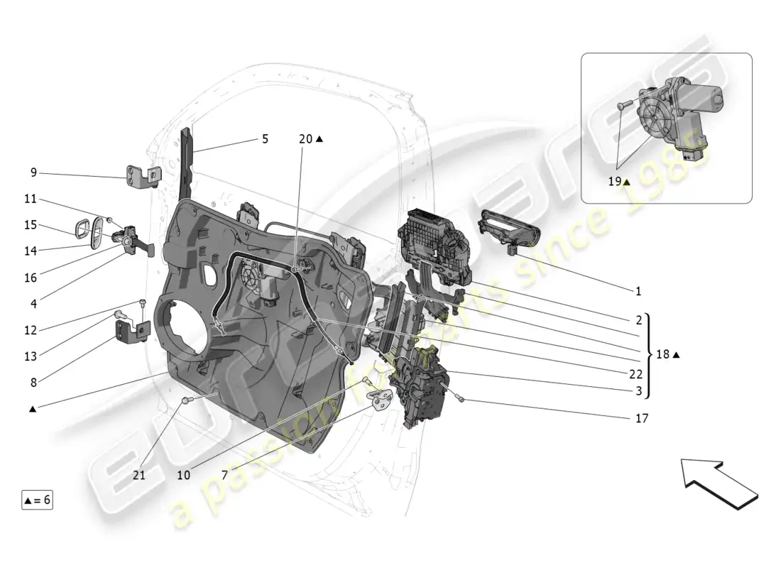 maserati grecale trofeo (2023) front doors: mechanisms parts diagram