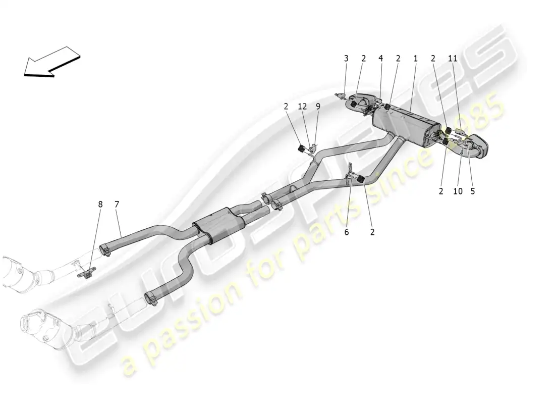 maserati grecale trofeo (2023) silencers parts diagram