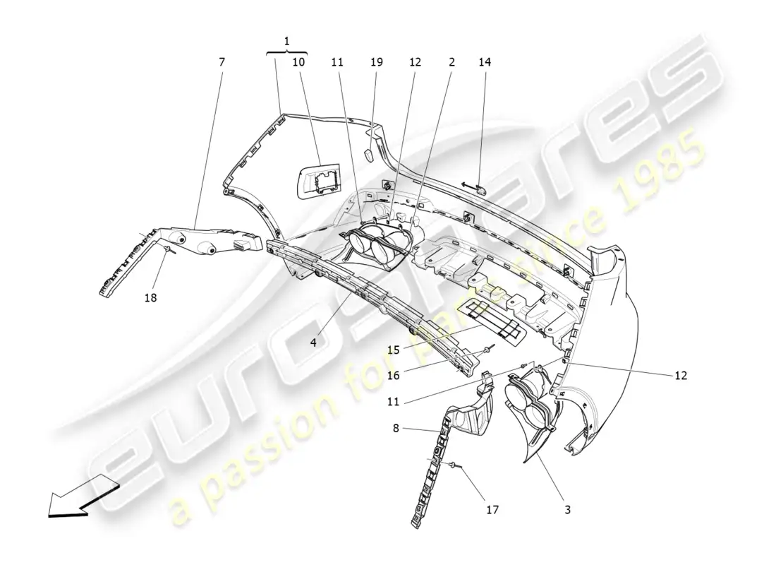 maserati levante (2020) rear bumper parts diagram