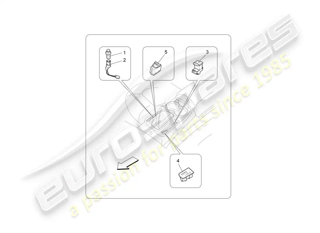 maserati grancabrio mc (2013) centre console devices parts diagram