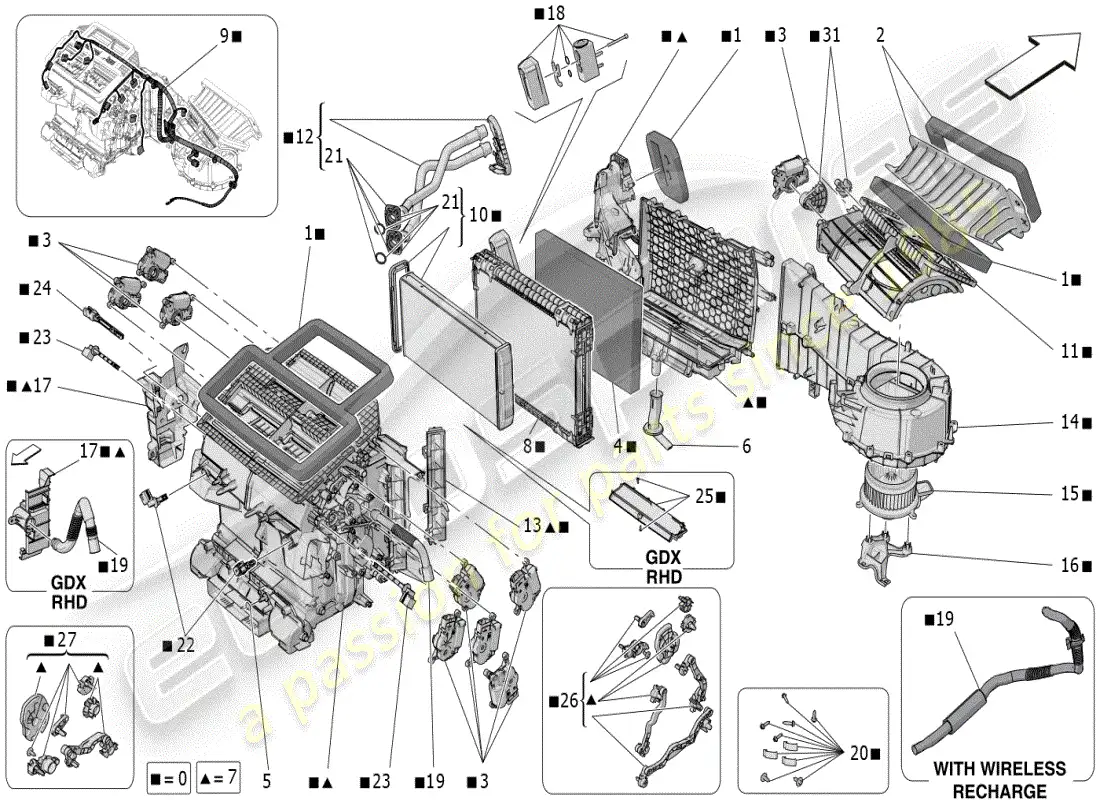 maserati grecale modena (2023) a/c unit: dashboard devices parts diagram