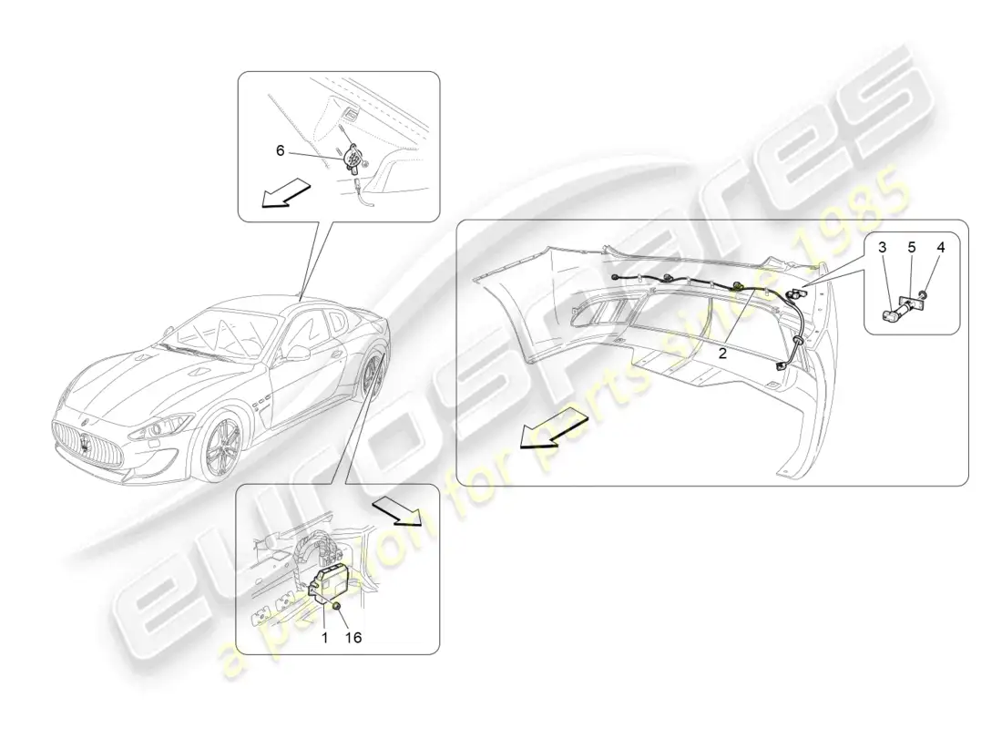 maserati granturismo mc stradale (2012) parking sensors parts diagram