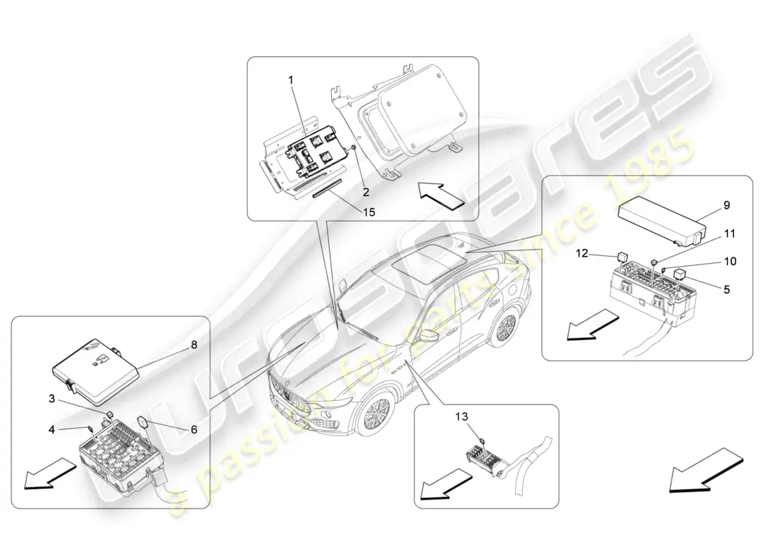 maserati levante tributo (2021) relays, fuses and boxes parts diagram