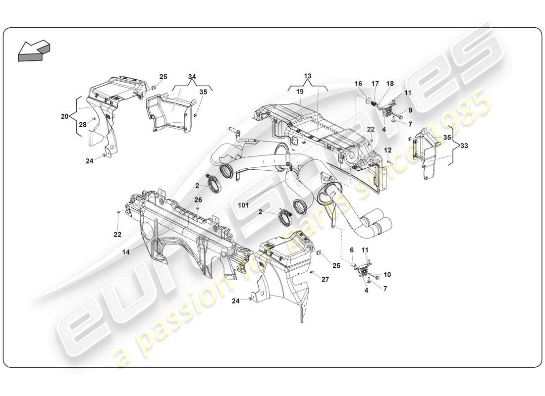 a part diagram from the lamborghini super trofeo (2009-2014) parts catalogue