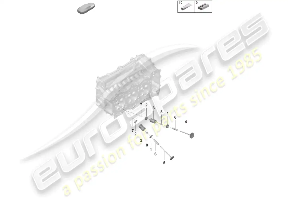 porsche 2023 (992-1 gt3/rs/st) cylinder head individual parts valve parts diagram