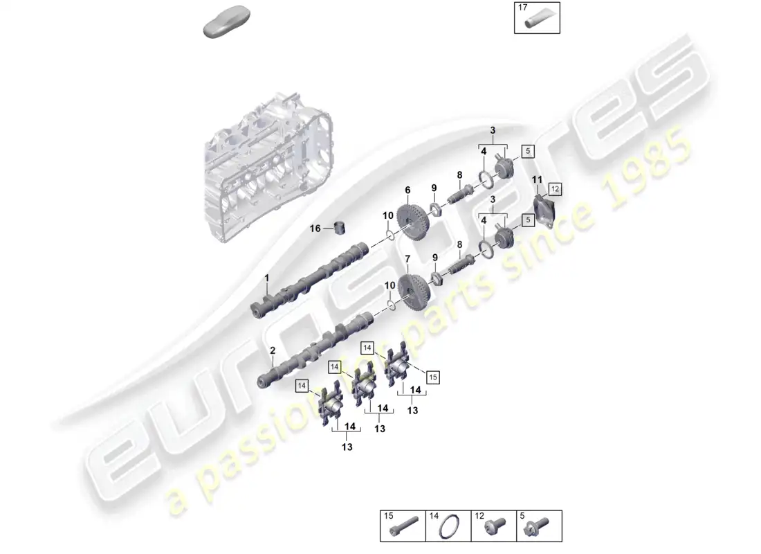 porsche 2023 (992-1 gt3/rs/st) camshaft camshaft adjuster unit parts diagram