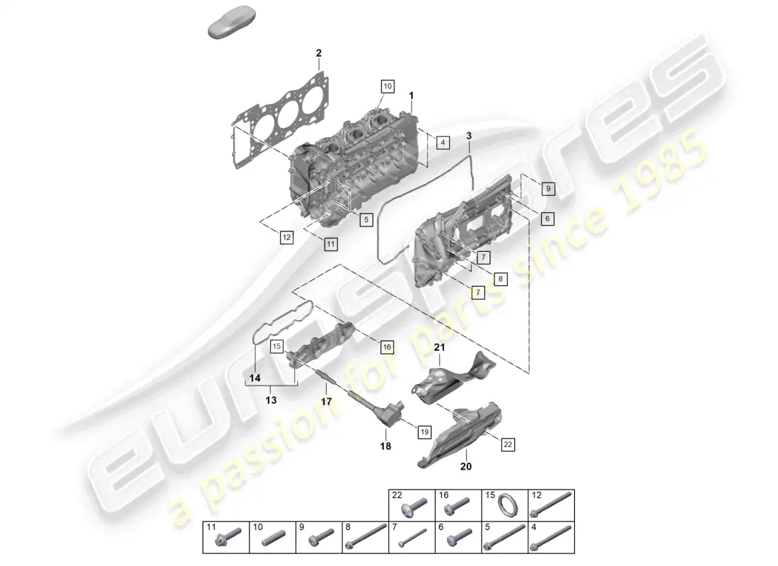 porsche 2023 (992-1 gt3/rs/st) cylinder head cylinder head gasket valve cover parts diagram