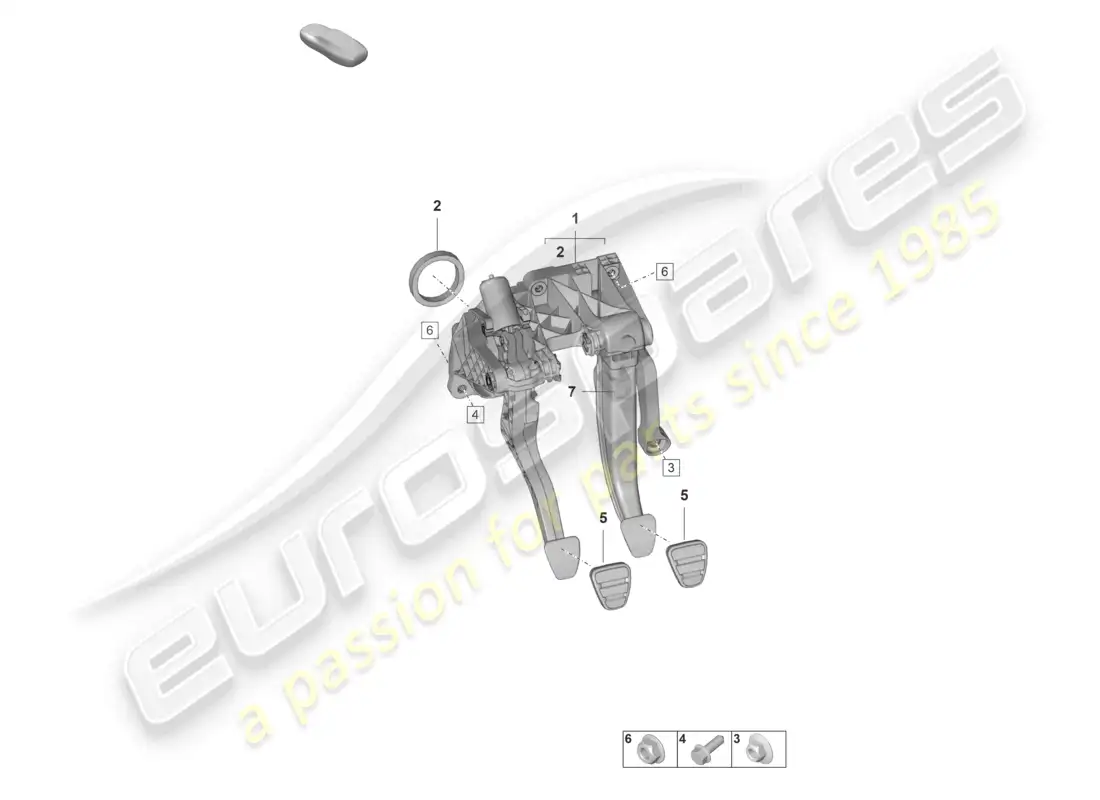 porsche 2024 (992-2 gt3/rs/st) brake and clutch pedals cluster 6-speed manual transmission part diagram