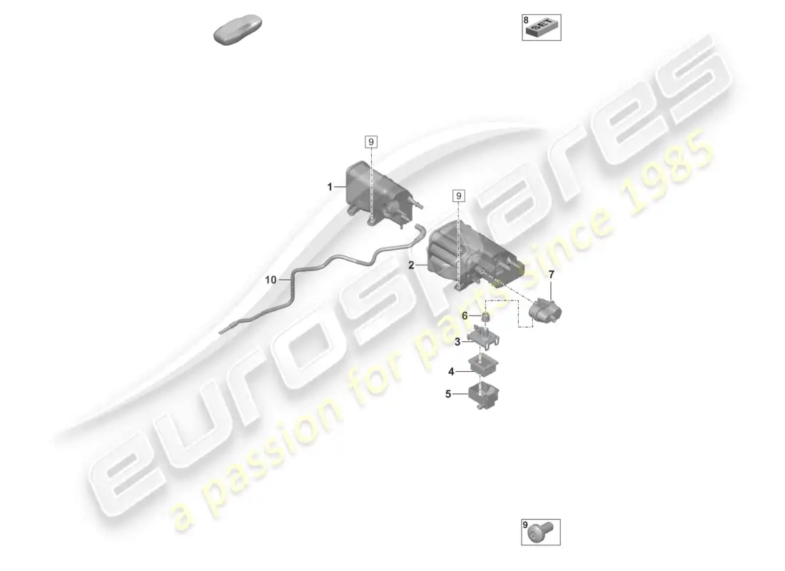 porsche 2021 (992-1 gt3/rs/st) activated charcoal container parts diagram