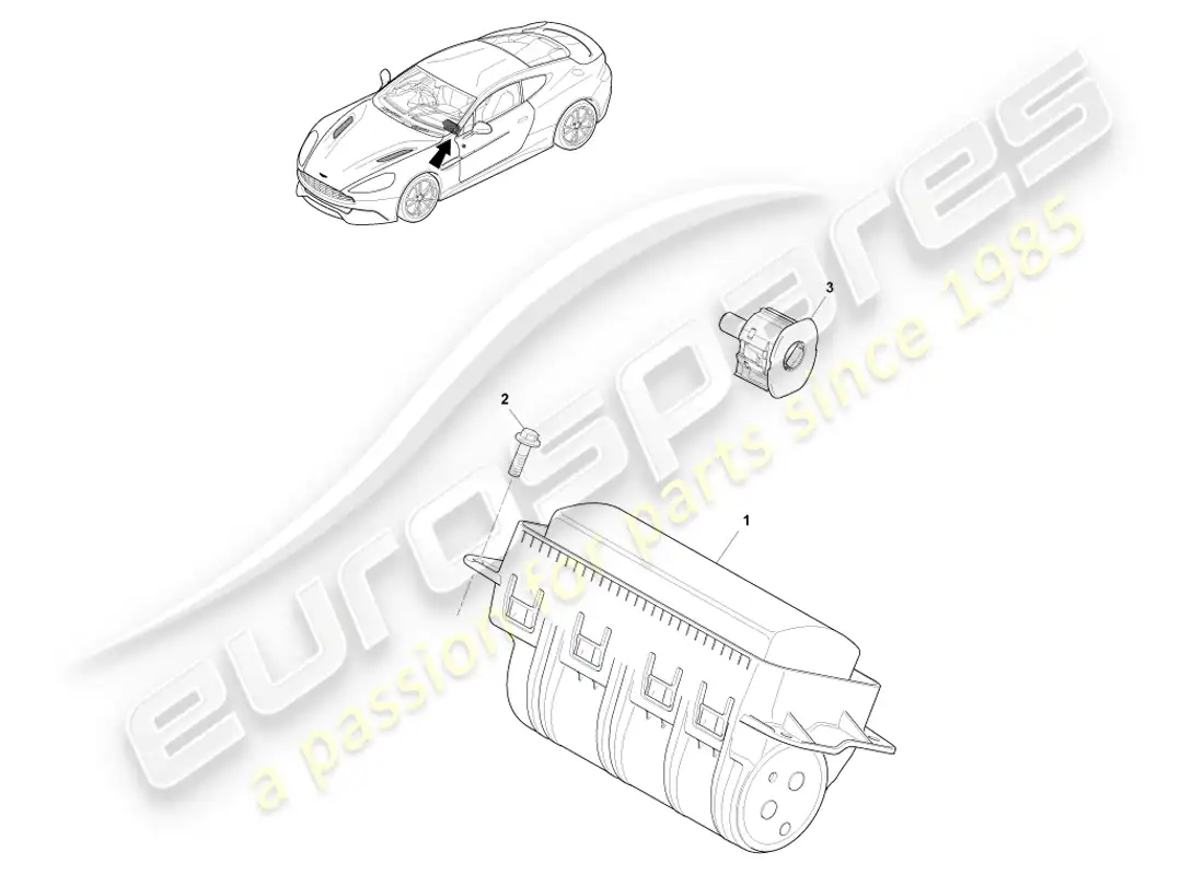 aston martin vanquish (2013) airbag, passenger parts diagram