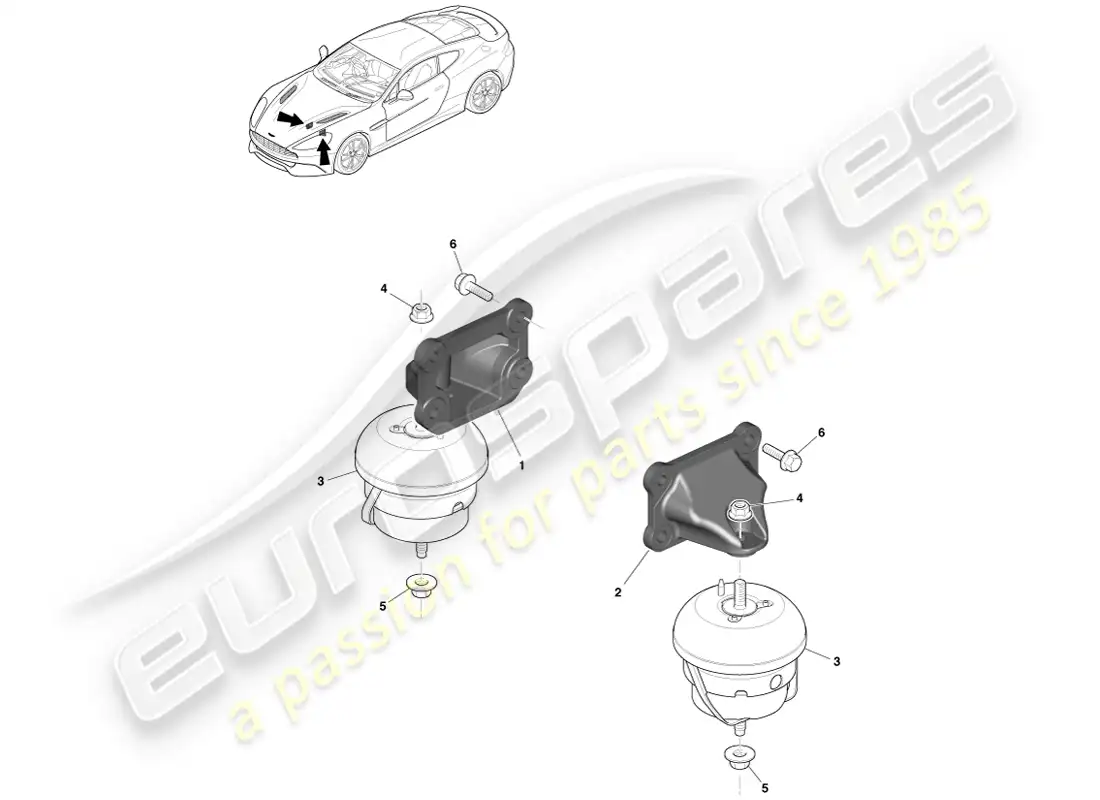 aston martin vanquish (2014) engine mountings parts diagram