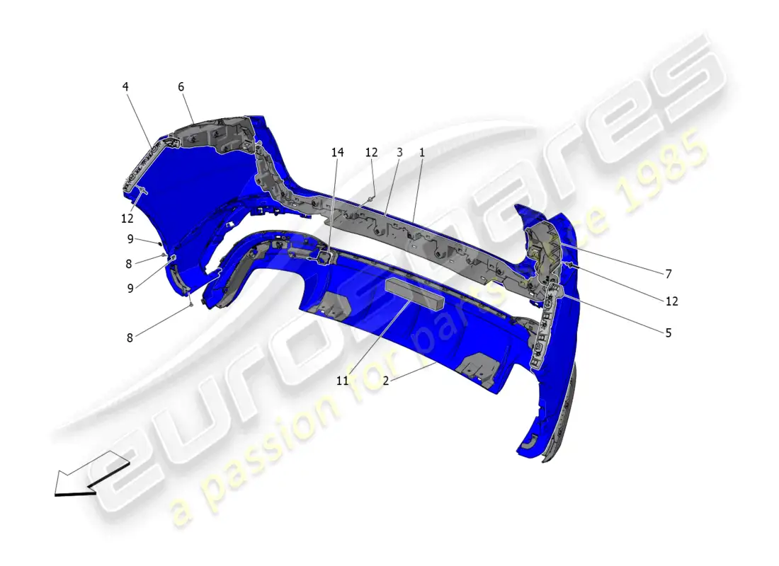 maserati grecale trofeo (2023) rear bumper parts diagram