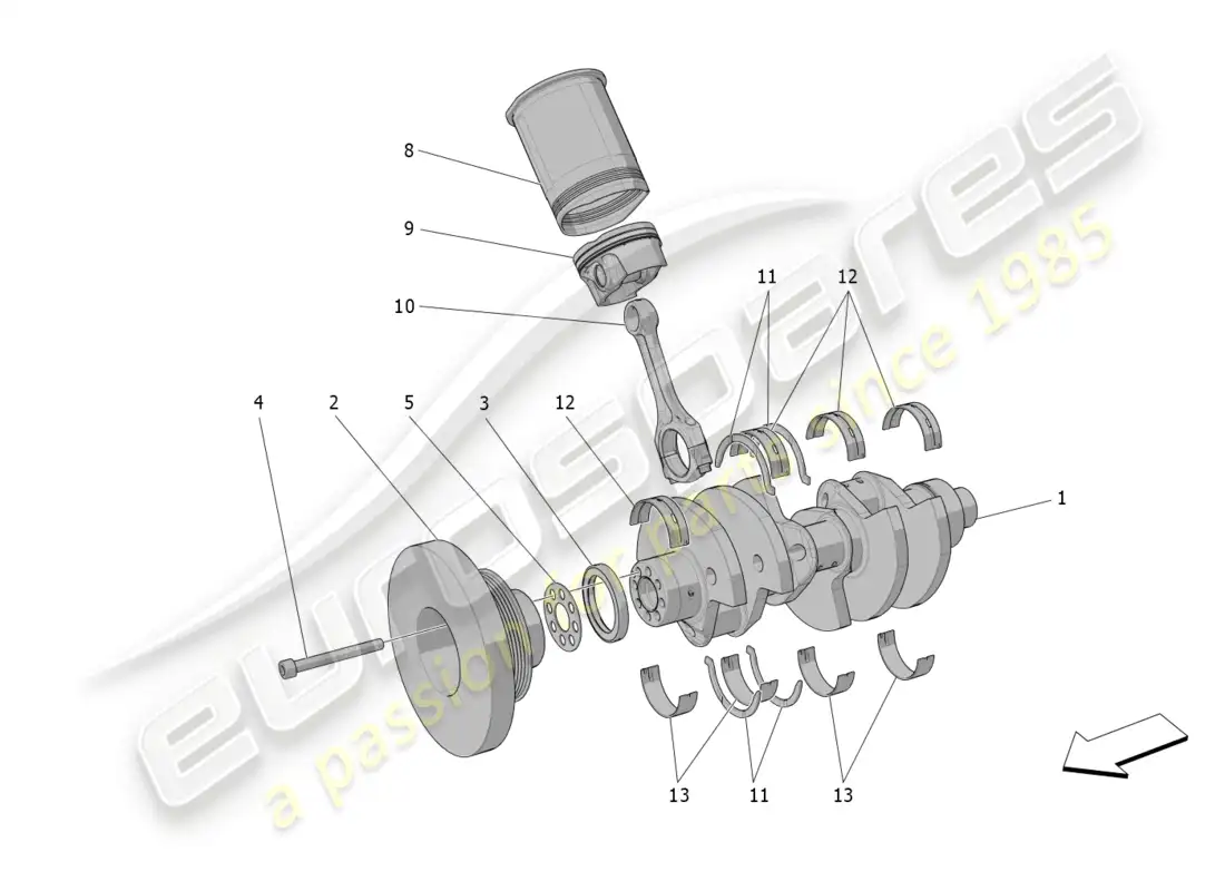 maserati grecale trofeo (2023) crank mechanism parts diagram