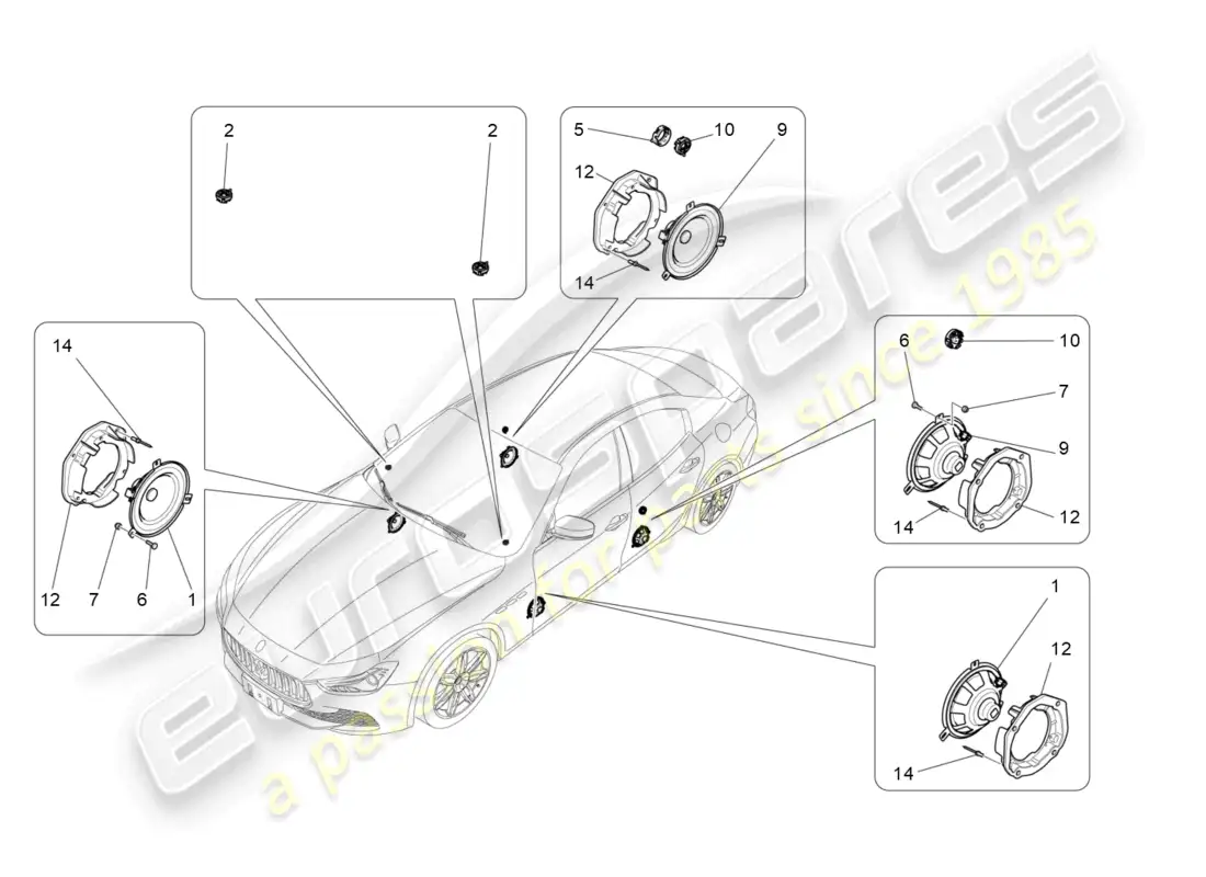 maserati ghibli (2014) sound diffusion system parts diagram