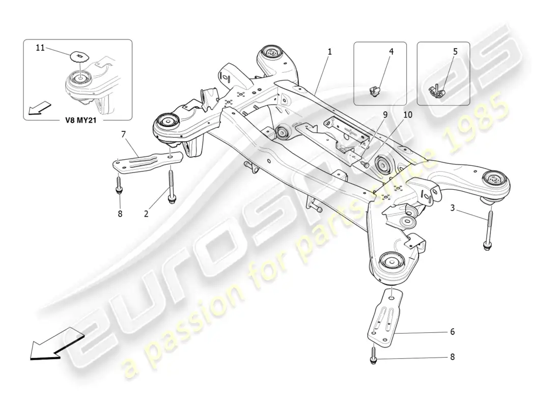 maserati ghibli fragment (2022) rear chassis parts diagram