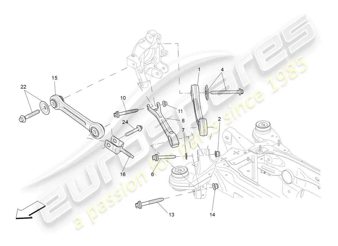 maserati levante modena (2022) rear suspension parts diagram
