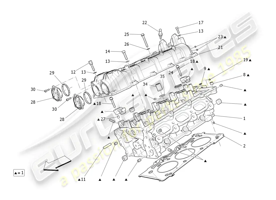 maserati levante modena (2022) rh cylinder head parts diagram
