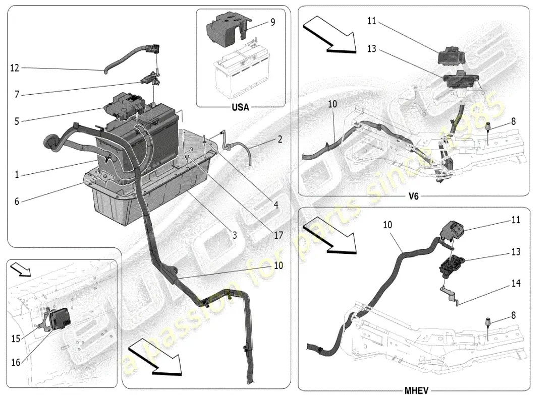 maserati grecale modena (2023) energy generation and accumulation parts diagram