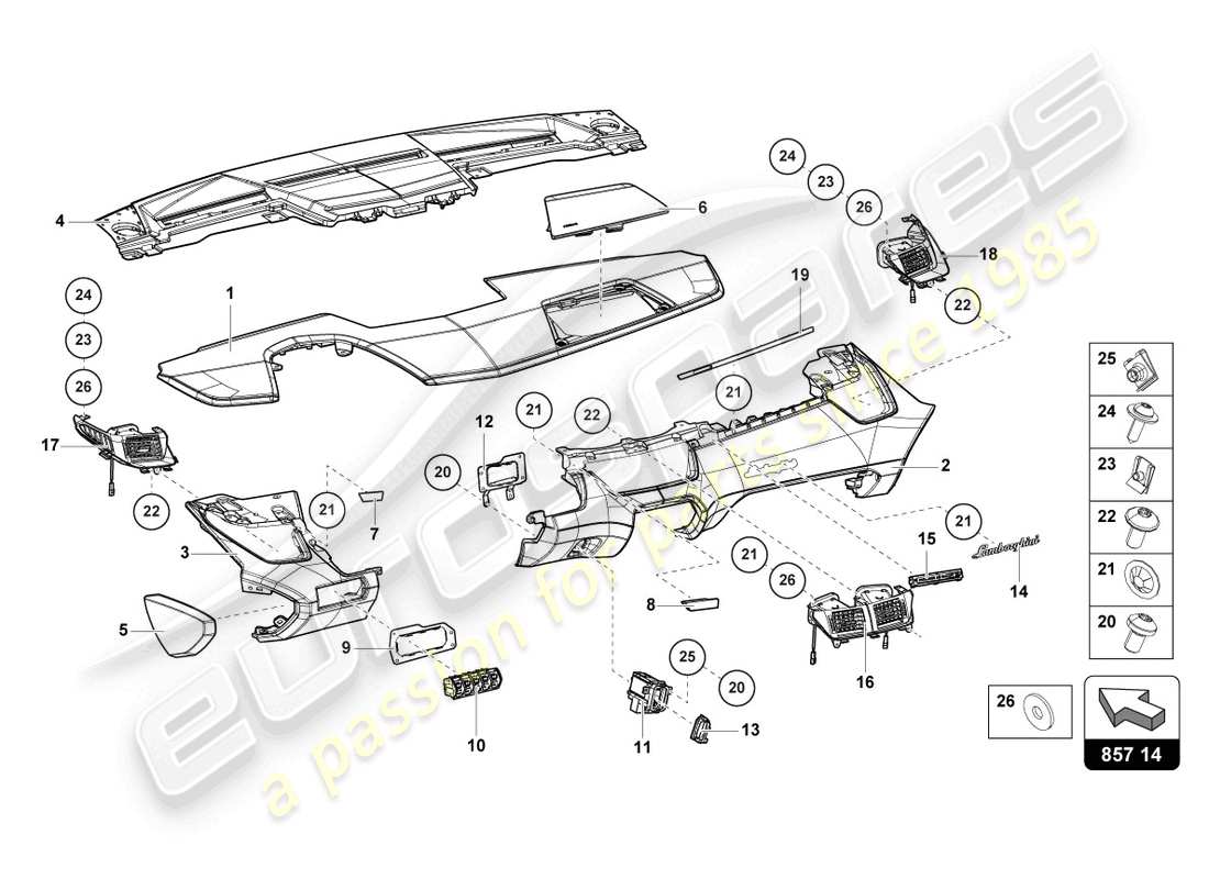 lamborghini sian (2021) dashboard part diagram