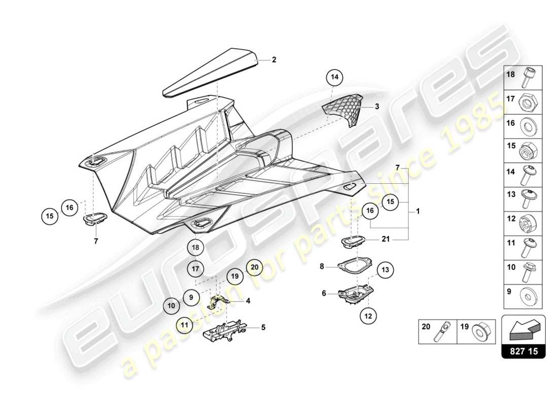 lamborghini lp770-4 svj roadster (2021) engine cover with insp. cover part diagram