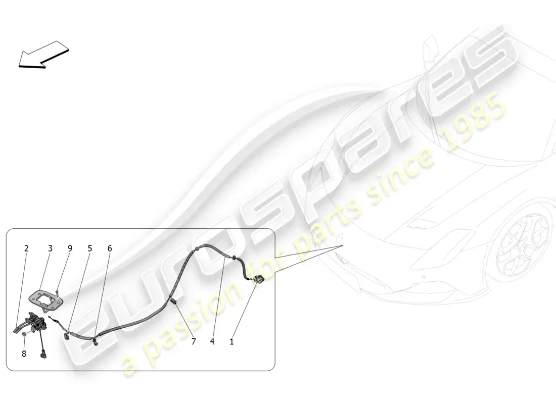 maserati mc20 cielo (2023) front lid opening button parts diagram