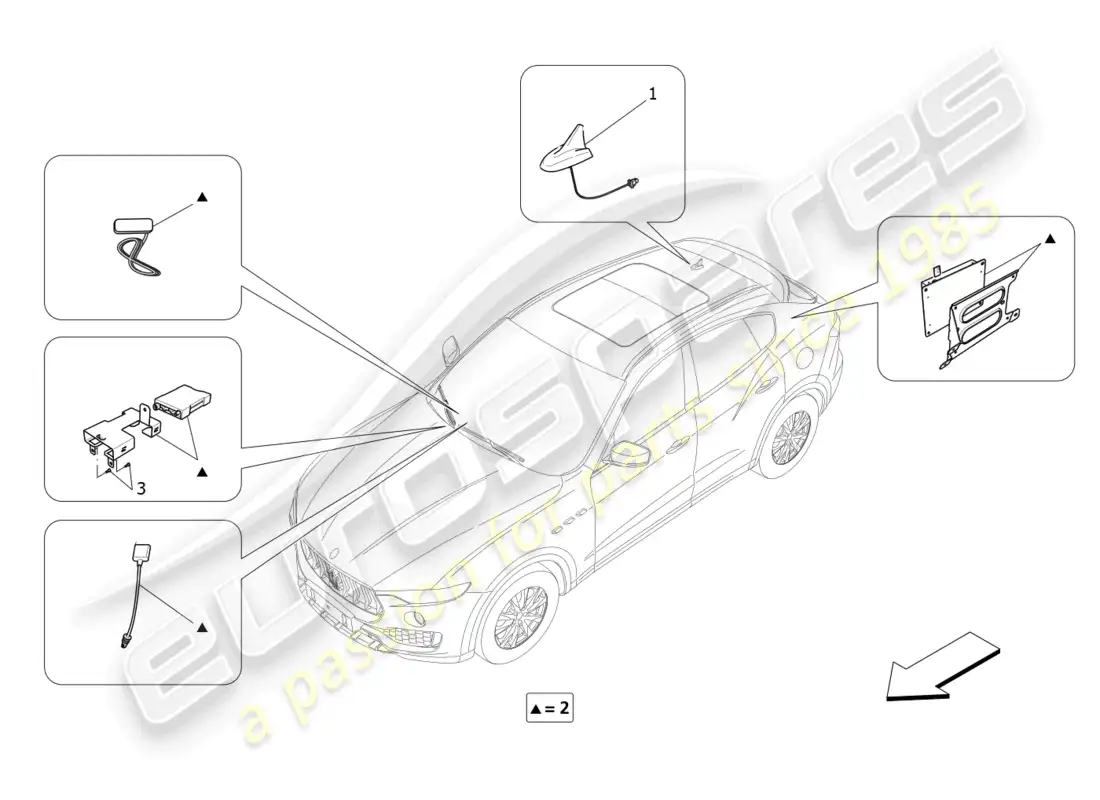 maserati levante gts (2020) reception and connection system parts diagram