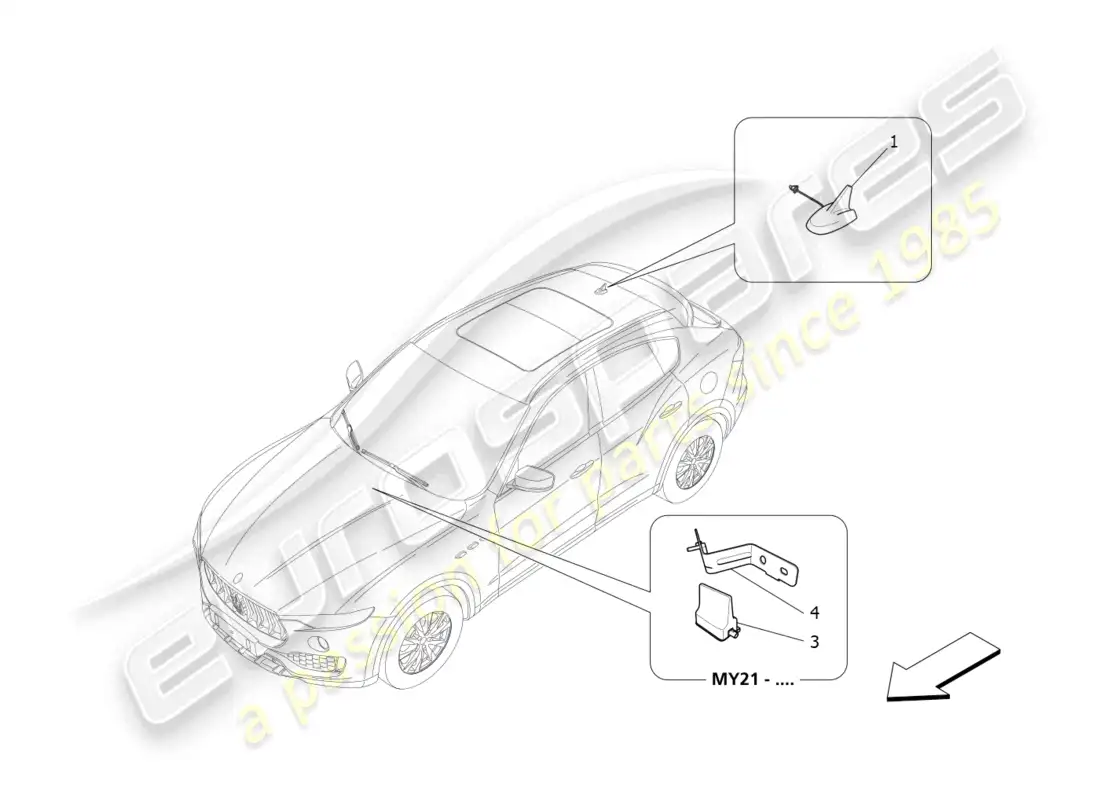 maserati levante gts (2020) reception and connection system parts diagram